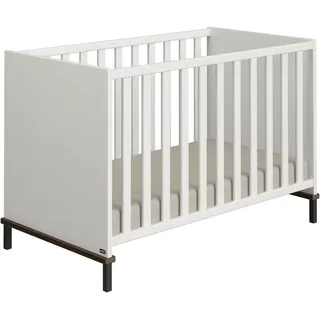 yuny by paidi Babybett YUNY BY PAIDI "LOVELY ALIV in Off-White", weiß (off, weiß, schwarz, walnut), B:67,2cm H:81,9cm L:126,2cm, Massivholz, Spanplatte, Babybetten, Babybett, Gitterbett höhenverstellbar, Kinderbett