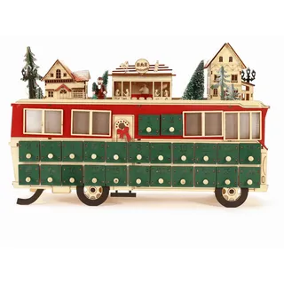 Adventskalender aus Holz Weihnachts-Adventskalender mit 24 Zugkästen, mit LED, Weihnachtskalender Wiederverwendbarer, mit 24 Türchen,