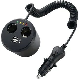 CE 2-fach Verteiler mit USB Zigarettenanzünderstecker