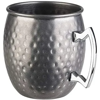 APS 93346 Becher MOSCOW MULE, Ø 9 cm, Höhe 10 cm, 0,5 Liter, Edelstahl, Antik-Edelstahl-Look, gehämmerte Oberfläche