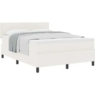 Boxspringbett Creme und Weiß 160 x 200 cm Cordstoff - Creme