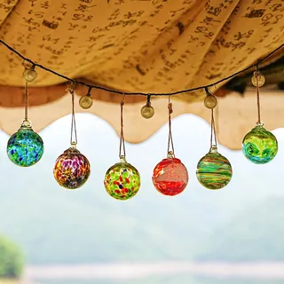 6 Stück mundgeblasene Glaskugeln zum Aufhängen, Freundschaftskugeln, Glashexenkugel für Zuhause, Fenster, Outdoor, Garten, Terrasse, Dekoration, Geschenke für Mutter