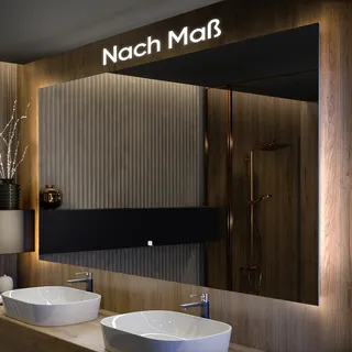 Badspiegel 80x80 cm - Vertikal mit LED Beleuchtung - LED Farbe Neutrallweiß 4500K - T102 - Individuell Nach Maß - Beleuchtet Wandspiegel Lichtspiegel Badezimmerspiegel - Transparent