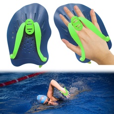 Winmany 1 Paar Handpaddel zum Schwimmen, Schwimmpaddel mit verstellbaren Riemen, Power-Kraft-Trainingshilfe, Pool-Trainingsgeräte, Zubehör für Erwachsene, Kinder, Unisex, Blau / Grün