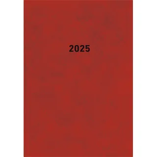 Zettler Buchkalender rot 2025 - Bürokalender 14,5x21 cm - 1 Tag auf 1 Seite - wattierter Kunststoffeinband - Stundeneinteilung 7 - 19 Uhr - 876-0011