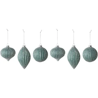 LeGer Home by Lena Gercke Weihnachtsbaumkugel "Farina, Weihnachtsdeko, Christbaumschmuck, Christbaumkugeln Glas", blau (petrol), Ø:8cm, Glas, LEGER HOME BY LENA GERCKE, Weihnachtsbaumkugeln, Weihnachtsbaumkugel, 3 Designs im Set: Höhe des Zapfens 13cm, Höhe der beiden Kugeln 9cm