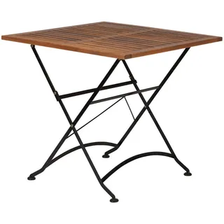 Butlers Gartentisch Parklife , Schwarz , Holz, Metall , 80x76x80 cm , Gartenmöbel, Gartentische, Klapptische