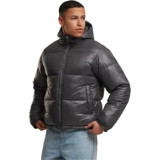 Urban Classics Herren Winterjacke Shiny Puffer Jacket, glänzende Steppjacke mit Reißverschluss, warme Daunenjacke mit Kapuze, Größen S - 5XL