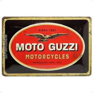 Nostalgic-Art Retro Blechschild, 20 x 30 cm, Moto Guzzi Logo Motorcycles – Geschenk-Idee für Biker, Original Lizenzprodukt (OLP), aus Metall, Werkstatt-Deko im Vintage Design, Blechschilder Sprüche