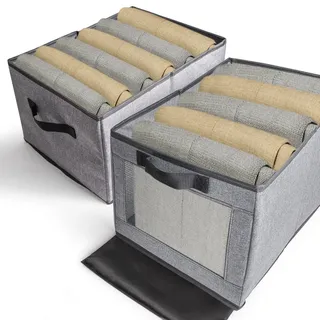 tEEZErshop Kleiderschrank Organizer 2 Stück|40x32x23 Großer Kapazität Boxen Kleiderschrank mit Stabil 3MM PP-Karton[ca.1,3kg] Faltbare Kleideraufbewahrung aus Mesh&Aufbewahrungsbox mit Transparentem