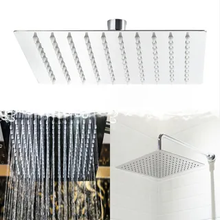 Wiltec Regendusche Duschkopf Quadratisch 25x25cm Edelstahl Kopfbrause Rainshower Brausekopf