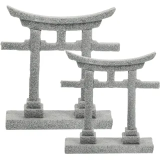 2Stücke Japanische Steinlaterne Mini Pagode Statue Asiatische Deko Garten Skulptur Bonsai Pavillion Miniatur Dekoration Aquarium Ornament Feengarten Micro Landschaft Zubehör