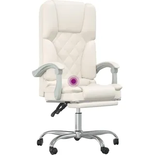 vidaXL Bürostuhl mit Massagefunktion Creme Kunstleder - Creme
