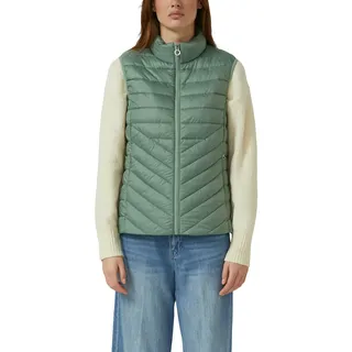 Steppweste S.OLIVER, Damen, Gr. 36, grün (sage grün), Steppware, Obermaterial: 100% Polyester, regular fit taillenbedeckt, Rundhals, Westen Steppweste, mit Stehkragen