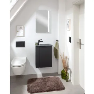 Fackelmann Mini-Waschtischunterschrank SBC Rechts 44 x 60 x 24,3 cm Schwarz Matt