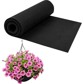 Filz Pflanzenliner Rolle - 30x200cm/12x80inch - Vliesstoff Pflanzenliner Blätter - Schwarze Hängetopf Liner Rolle - Kokosfaser Liner Rolle Alternative - Einfach zuzuschneiden für Gartenblumentöpfe