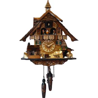 Engstler - 4832_QMT - Kuckucksuhr - Quarz - Nussbaum - mit Musik mit Tanzpaar - 42 cm - Braun