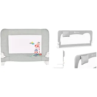 Interbaby BR001 90cm Bettbar für Babys und Kinder. Modell: Giraffe, grau, 2.6 kg & Lionelo Hanna Bettgitter Rausfallschutz, Grau, 150 cm x 66 cm