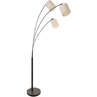 OTTO HOME Stehlampe "Avveline", schwarz (schwarz beige), 3, Ø 12cm H: 148cm, 1 Stk., Leuchten, Stehlampe, 3-flammig mit Leinenschirm, 148 cm hoch, Bogenlampe, Stehlampe