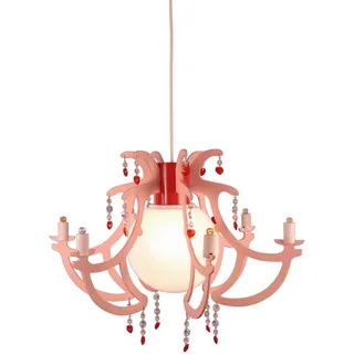 Niermann Kinderhängeleuchte , Rosa, Weiß , Holz, Metall, Kunststoff , 40 cm , höhenverstellbar , Lampen & Leuchten, Kinderzimmerlampen