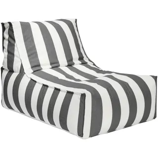 Outdoorsitzsack , Anthrazit, Weiß , Textil , Streifen , 280 l , Füllung: Polystyrol , 65x65x100 cm , Outdoor, Reißverschluss , Wohnzimmer, Sessel, Sitzsäcke, XXL Sitzsäcke