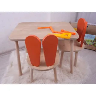 Skye Decor, Bunny One Chair Set - Orange, Brown, Tischset für Kinder, Orange, 100 % MDF, 50 x 45 x 60 cm - Orange, Braun