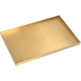 Nikou Rechteckig Gold Tablett, Edelstahl Serviertablett Modernes Metall Goldplatten Aufbewahrungstablett, Dekoteller für Kosmetik Schmuck Display (30,2 x 20,2 x 1,5cm)