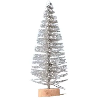 Whakano 5 Stück Künstlich Weihnachtsbaum Weihnachtsdeko,Mini Tannenbaum mit Holzsockel,Miniatur Christbaum Tanne,Weihnachten Figuren,Weihnachtsschmuck zum Basteln,für Tischdeko,Tisch,Büro,Silber,7cm