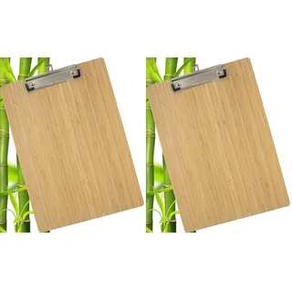 WEDO Klemmbrett DIN A4 aus Bambus, nachhaltiges Schreibbrett aus Holz, Clipboard für Büro und unterwegs, braun, natur (Packung mit 2)