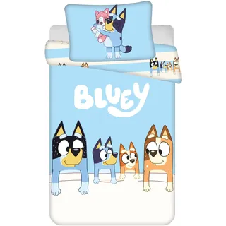 Bluey Babybettwäsche 100x135 + Kissenbezug 40x60 Baumwolle Bingo Bandit | Wendbare Baby-Bettwäsche | Naturbaumwolle weich atmungsaktiv Oeko-Tex | Chilli | 0-3 Jahre | Kinderbett | Maschinenwaschbar