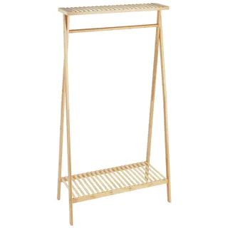 WENKO Standgarderobe Lanai, freistehender Kleiderständer aus hochwertigem Bambus mit Kleiderstange und 2 Ablagen für Schuhe und Taschen, ideal für Garderobe und Schlafzimmer (BxHxT): 88 x 170 x 42 cm