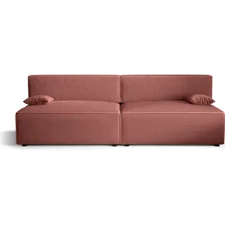 Schlafsofa Alvito X2, Farbe: Rosa. Material: Kord. A: B: 272 cm, H: 85 cm, L: 94 cm,, Sofa mit Bettkasten und Schlaffunktion, Bettsofa, Schlafcouch, Sofa bed, Schlafsofa.
