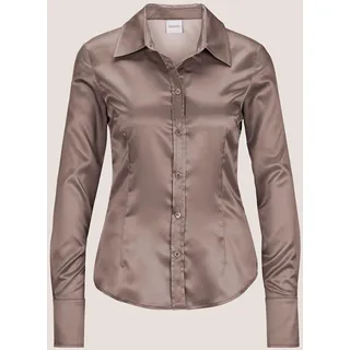 Hemdbluse MADELEINE "Bluse Hemdbluse mit glänzendem Finish", Damen, Gr. 46, rosa (mauve), Obermaterial: 75% Baumwolle CO. 22% Polyamid PA. 3% Elasthan EL., Modern, tailliert, Blusen Hemdbluse, Satinbluse