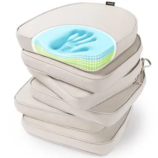 SUNROX FadeShield Gel-Sitzkissen aus Memory-Schaum, wasserfest, schmutzabweisend, langlebig, wendbar, mit Bändern, für Innen- und Außenbereich, Küche, Esszimmer, Büro, 43,2 x 40,6 cm, 6 Stück,