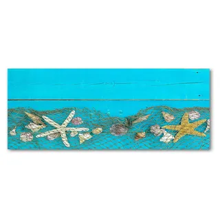 Tulup® Küchenrückwand Spritzschutz aus Glas -125x50 -Spritzschutz auf gehärtetes Glas Deko Sonstige Seestern Muscheln - Blau