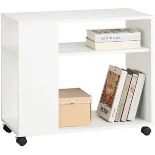 SoBuy Beistelltisch Weiß , Holzwerkstoff , 70x60x35 cm , Büromöbel, Schreibtischcontainer, Rollcontainer