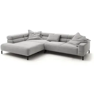 KAWOLA Eckcouch Cord 2-Sitzer Silber