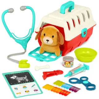 Battat Welpenpflege Vet Kit – Mini-Tierarzt-Spielset mit Plüschhund