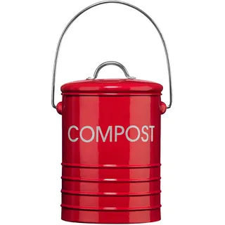 Premier Housewares 0510018 Komposteimer mit Tragegriff Ø14 x H22 cm, Rot