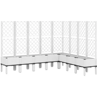 vidaXL Pflanzkübel mit Rankgitter Weiß 200x160x142 cm PP
