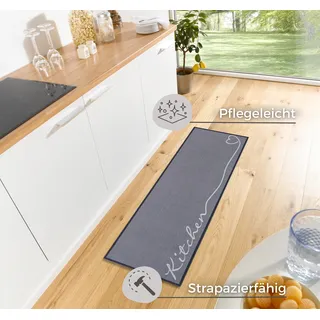 HANSE HOME Kitchen Herz Küchenläufer 50 x 150 cm Grau