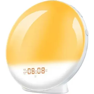 Digitale Wecker mit Radio, Nachtlampe und USB-Ladefunktion, 7 Natursounds, weiß - Weiß