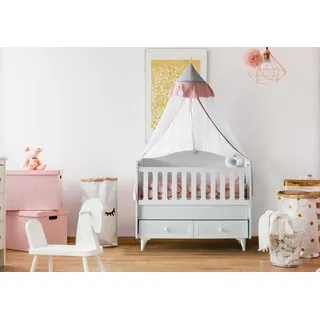 Babybett Stilvoll Zelt Schubladen Modernes Design Komfortables Kinderzimmer - Weiß