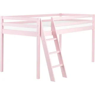 Beliani Halbhochbett Ascoux 90 x 200 cm Kiefer rosa