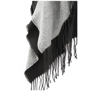 LASCANA Strickponcho Damen grau-schwarz Gr.