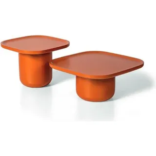 Wohnzimmer 2x Couchtisch Quadratisch Luxus Orange Design Möbel Tische JVmoebel - Orange