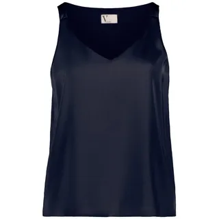 Vera Mont Satin-Bluse mit V-Ausschnitt blau
