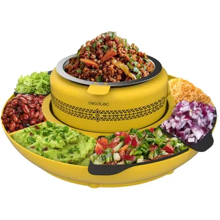 Cecotec Maschine zum Erwärmen der Zutaten für Tacos Taco Maker Fun Taco Andale. 40 W, zentraler Behälter mit 600 ml, ansprechendes Design für Kinder, 4 Fächer und 4 Silikonformen