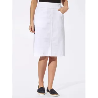 Jeansrock CLASSIC BASICS, Damen, Gr. 38, weiß, 81% Baumwolle, 17% Polyester, 2% Elasthan, 98% Baumwolle, 2% Elasthan, unifarben, knielang, Röcke Jeansrock
