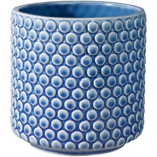 Bloomingville Blumentopf Dot Retro Übertopf Vintage Pflanztopf für Zimmerplanzen M (15,5 cm ø) Öffnung: 13 cm ø, blau, Keramik